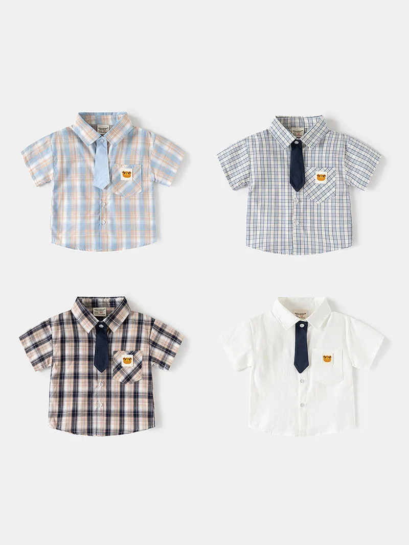 Camisa de cuadros de verano para niños con osos y color - imagen 2