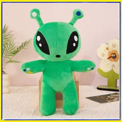 Peluche alienígena verde de ojos grandes, suave y cojín