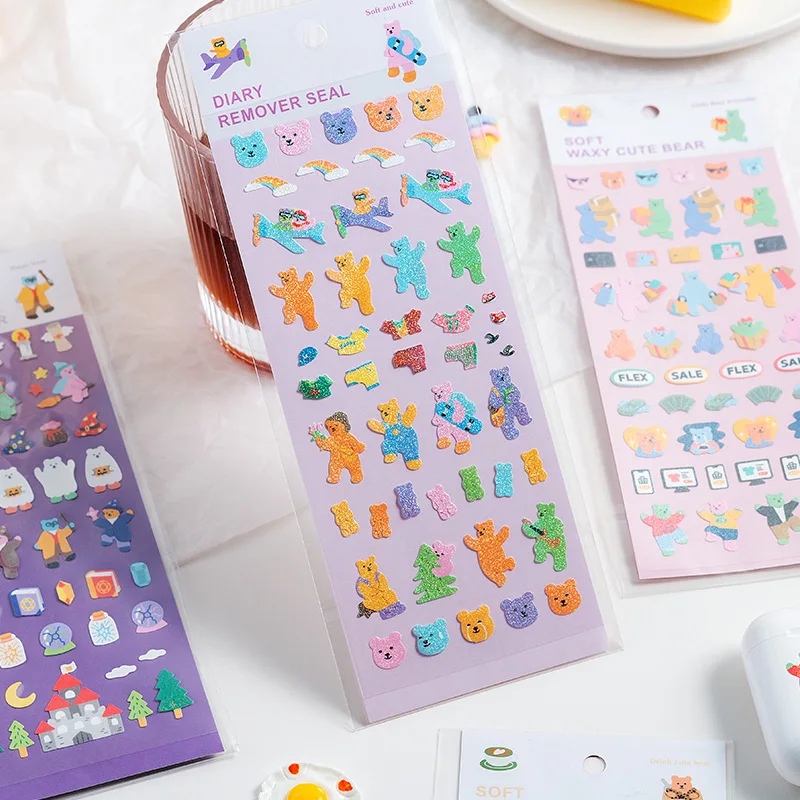 Pegatinas impermeables de osos para material escolar infantil - imagen 2