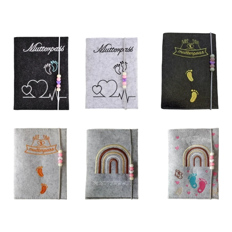 Funda para pasaporte alemán de fieltro artesanal y tarjetas del bebé - imagen 4