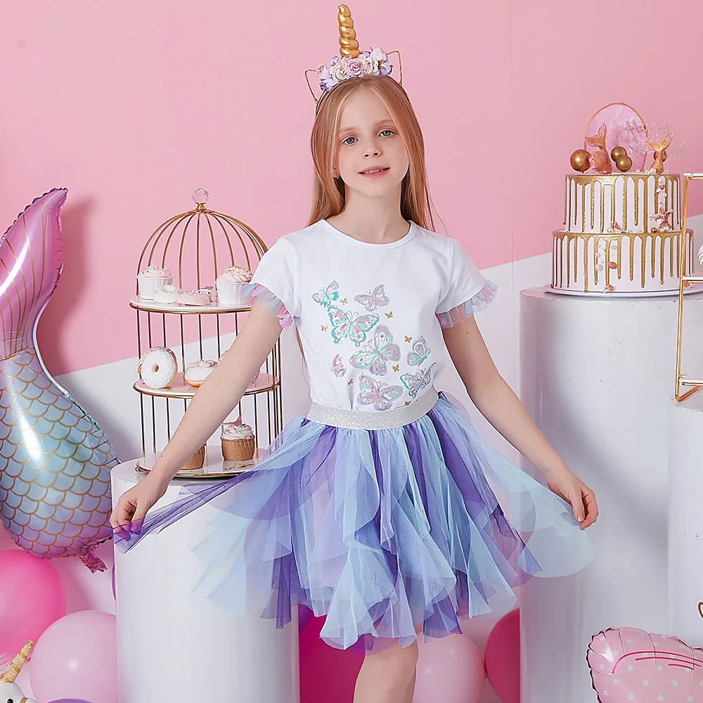 DXTON falda tutú de tul con caída irregular para niñas ballet