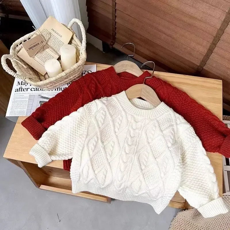 Jersey de punto niña cuello redondo cálido para invierno - imagen 2