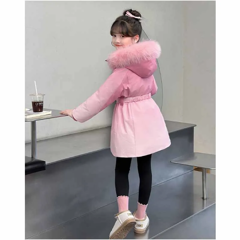 Parka de invierno con capucha para niña, chaqueta cálida - imagen 2
