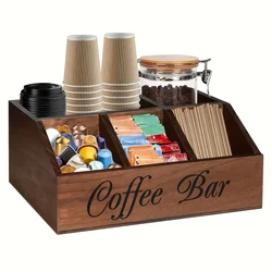Caja organizadora de café de madera multiusos para accesorios