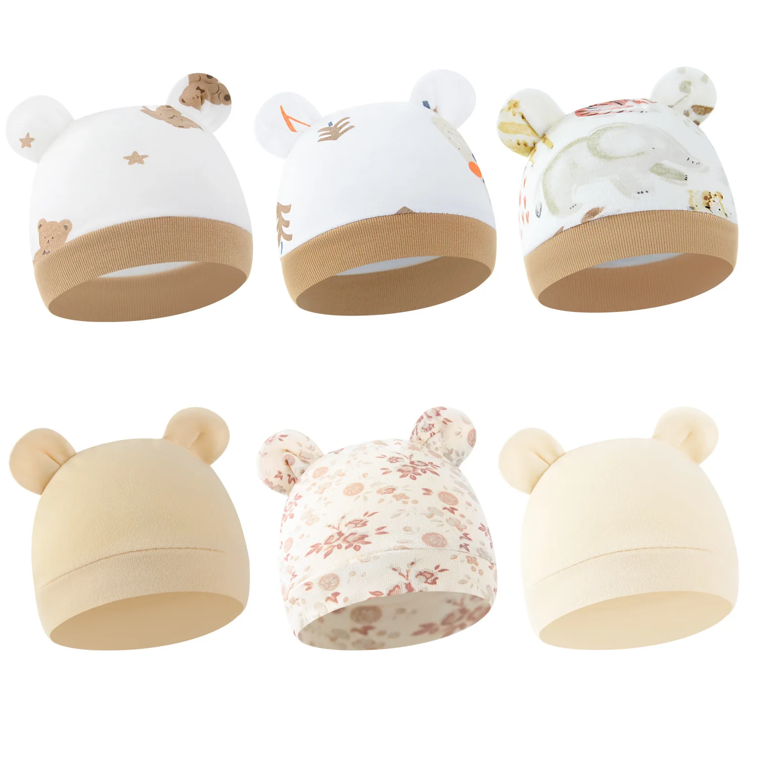 Gorro fetal algodón recién nacido – Dibujos animados primavera otoño - imagen 3
