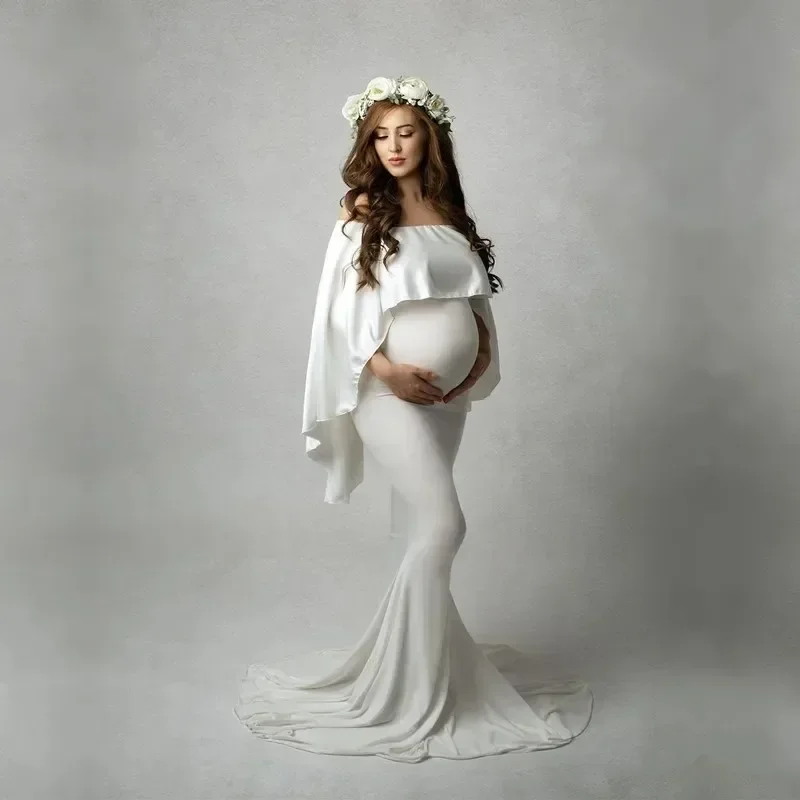 Vestidos de maternidad elásticos largos para sesiones fotográficas