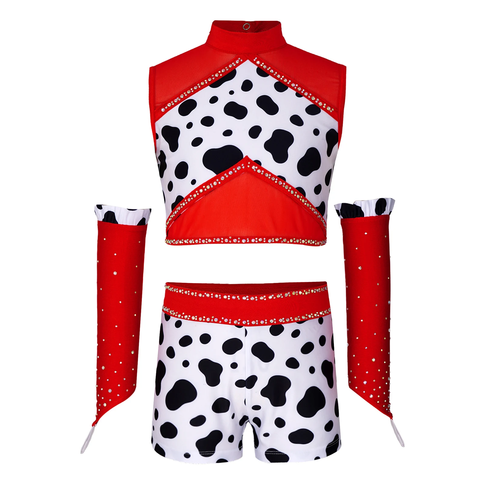 Conjunto de gimnasia para niña sin mangas con strass y shorts - imagen 4