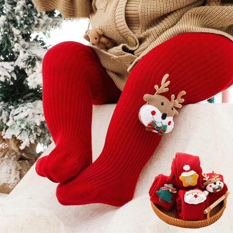 Medias navideñas infantiles de algodón suave para niños