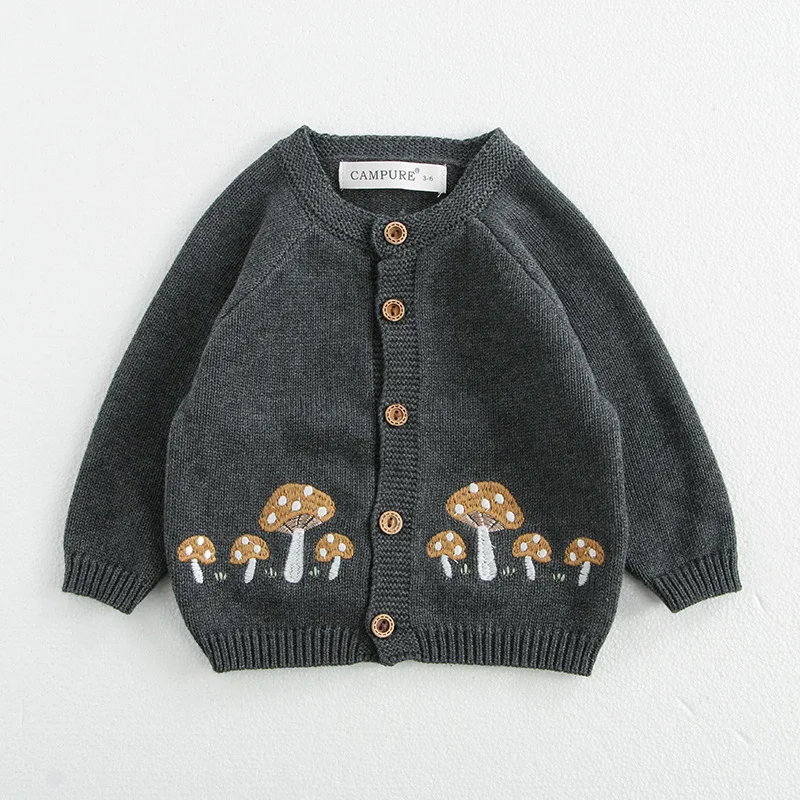 MILANCEL Cardigan bebé en punto para otoño con bordado de setas - imagen 2