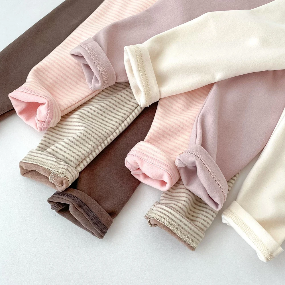 Pantalones cálidos de color liso para bebé niño y niña - imagen 2