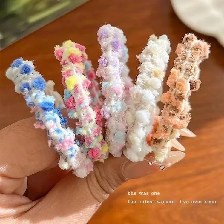 Coleteros de pelo para niñas con lunares multicolores y agarre suave