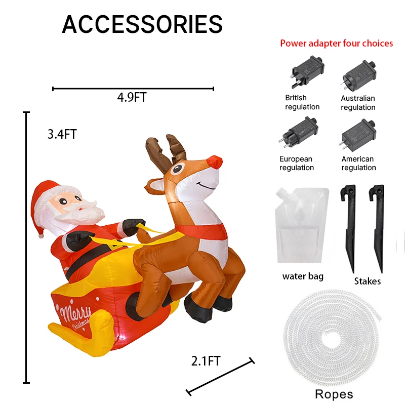 Trineo inflable de Papá Noel con decoración LED para Navidad - imagen 5