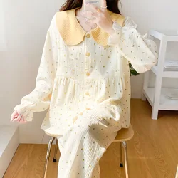 Pijama de lactancia algodón manga larga absorción sudor transpirable