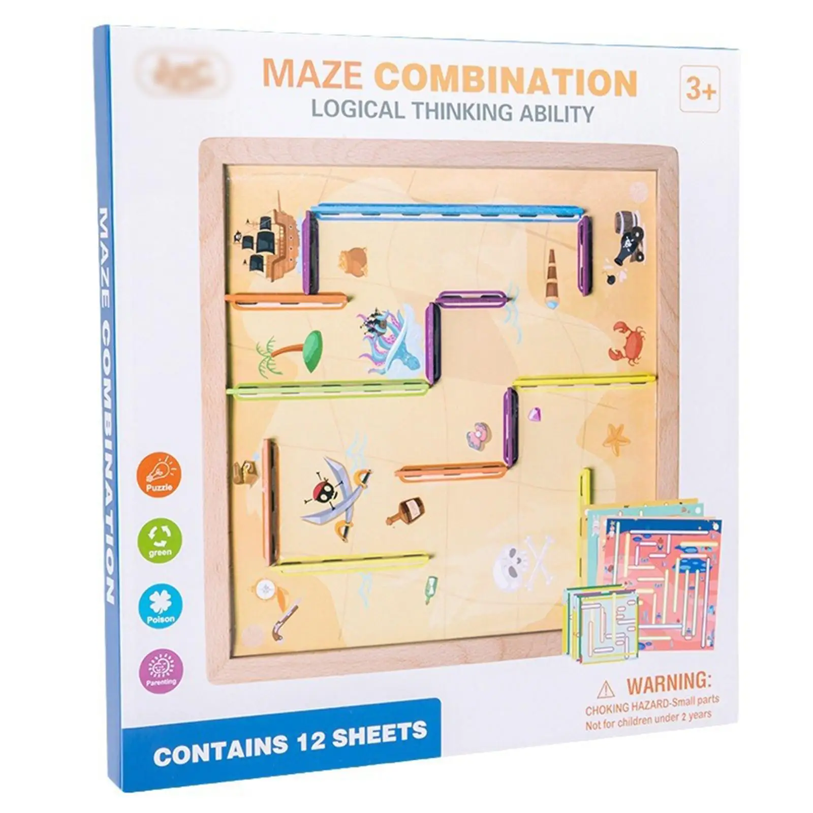 Laberinto de madera educativo con mesa aprendizaje infantil - imagen 5