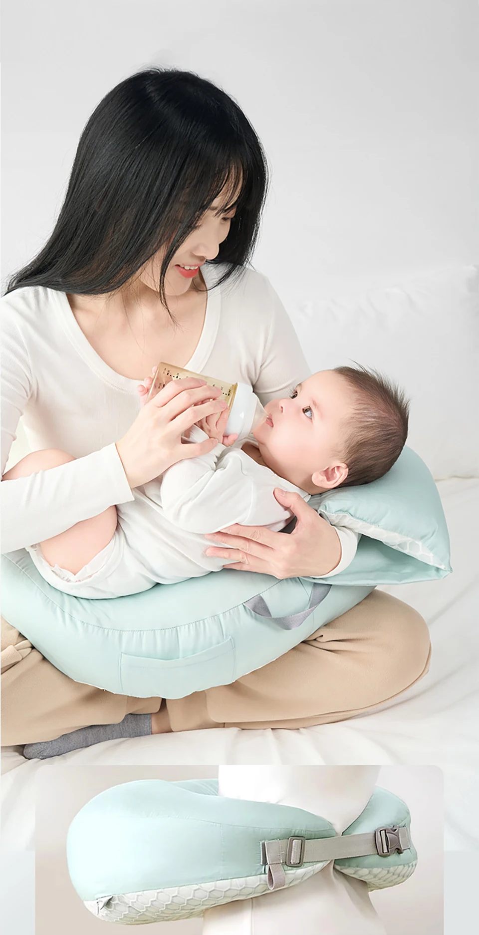 Almohada inclinada para apoyar postura de lactancia