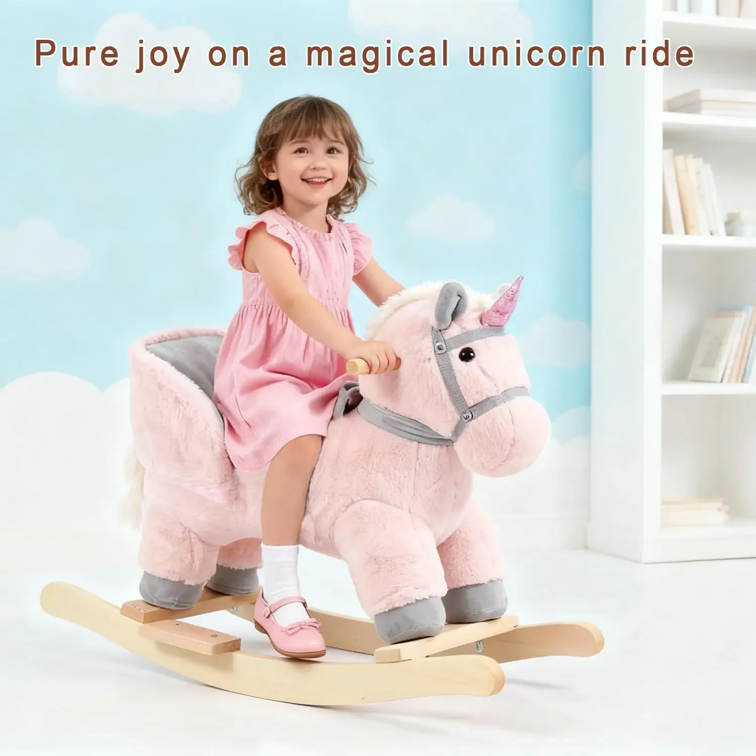 Balancín infantil unicornio de madera, regalo para bebé