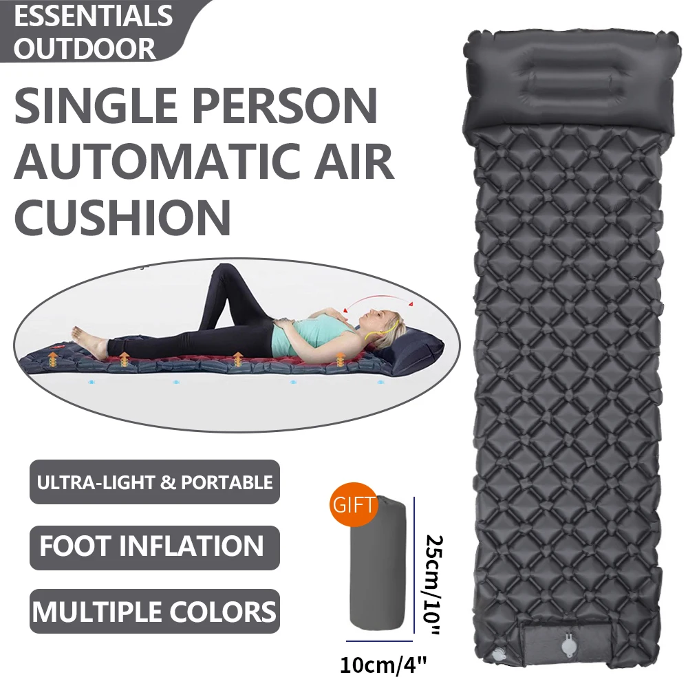 Colchón de aire hinchable ultraligero de camping con almohada - imagen 3