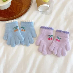 Guantes infantiles cálidos a prueba de viento tipo manopla cereza