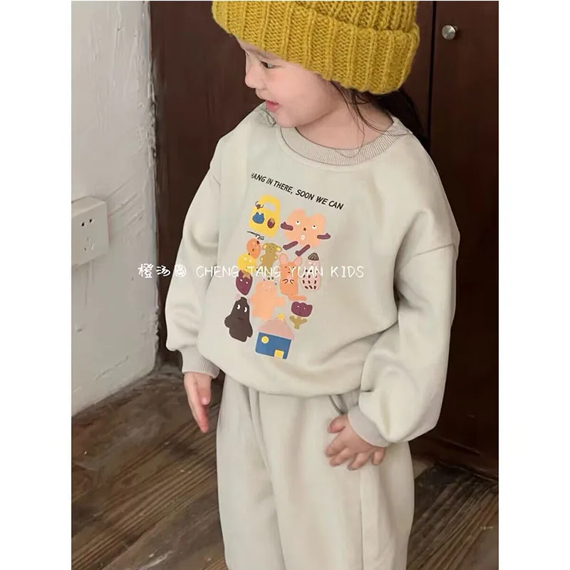 Conjunto de chándal niña de primavera con sudadera estampada