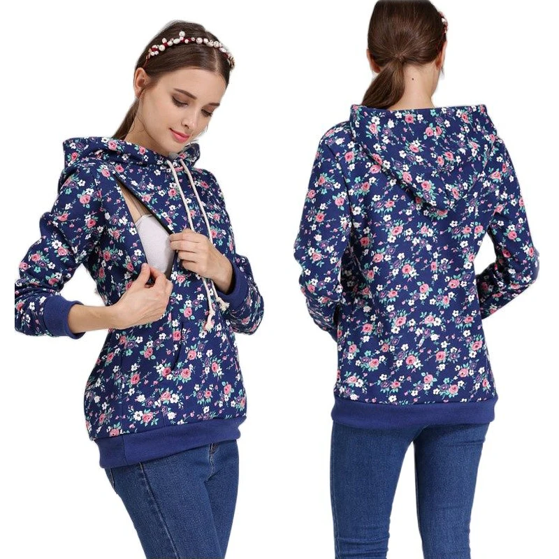 Suéter maternal con capucha – Cálido para invierno y práctica lactation - imagen 4