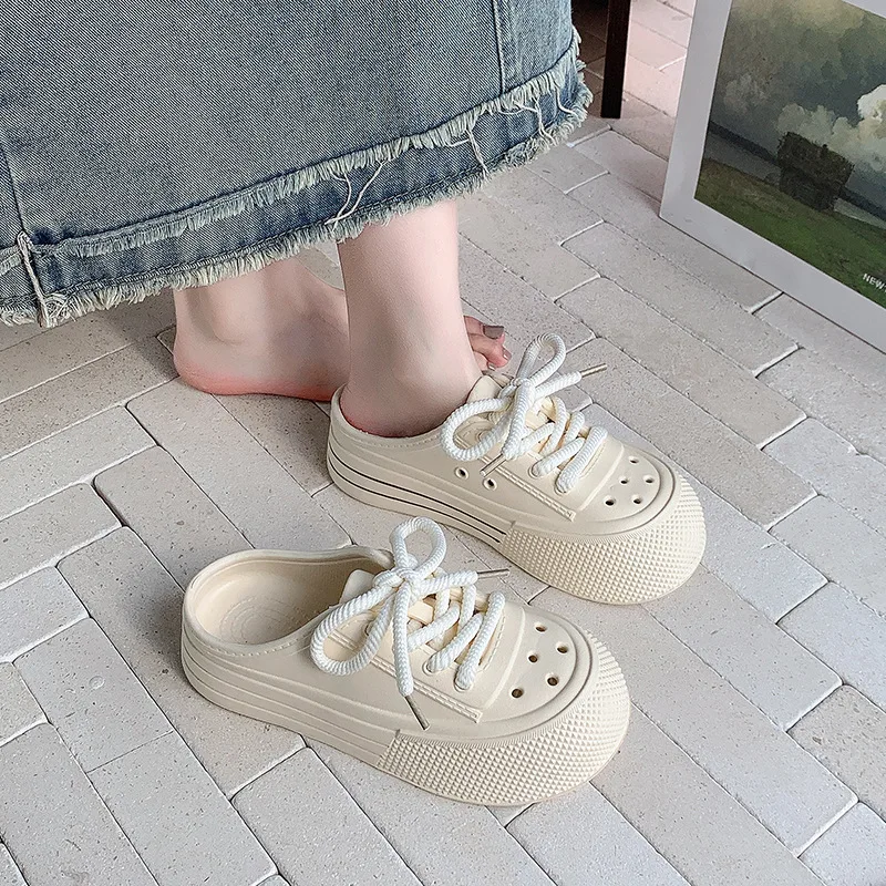 Zapatillas de plataforma mujer con cordones – Suela EVA antideslizante - imagen 3