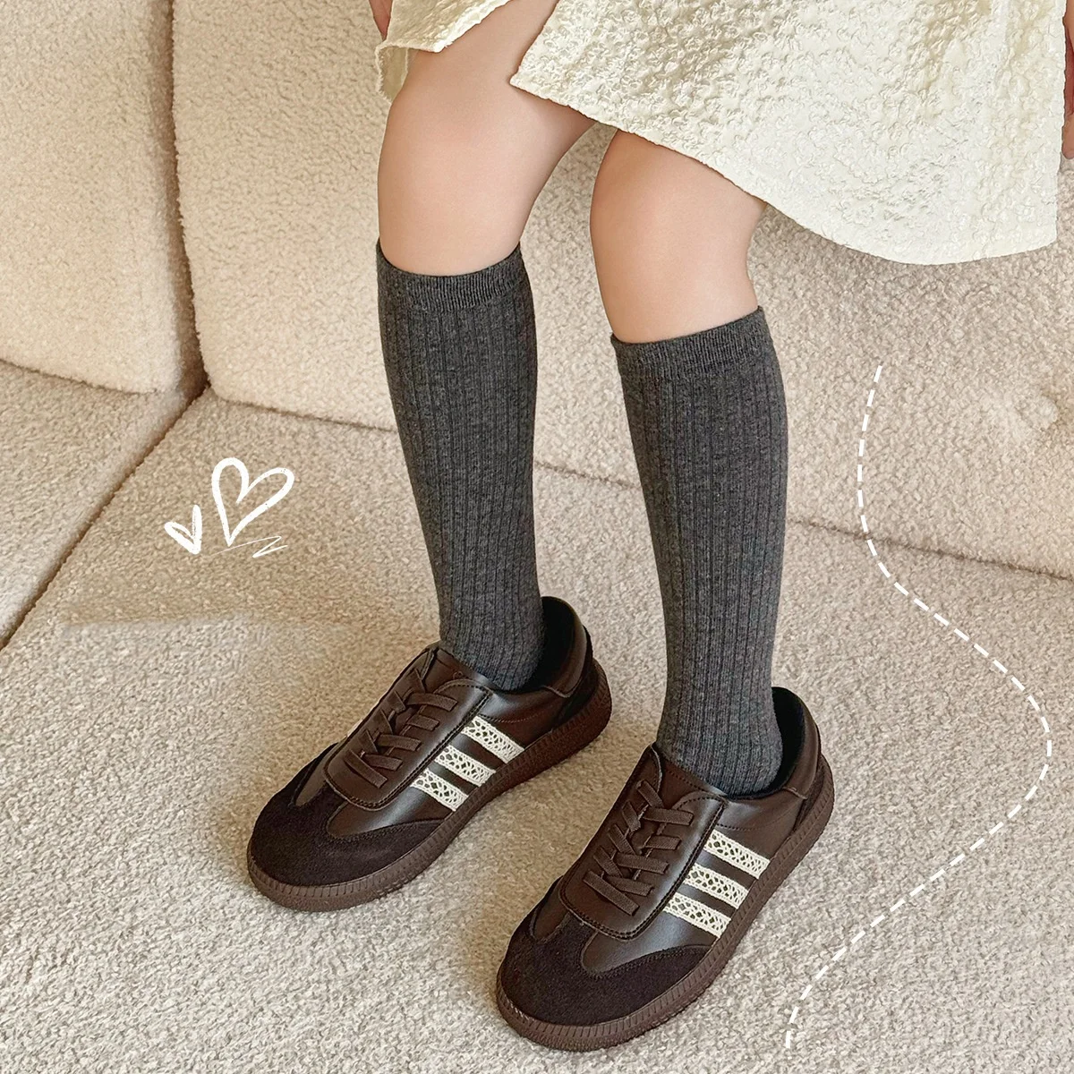 Calcetines altos de algodón para niños y niñas, hasta la pantorrilla - imagen 3