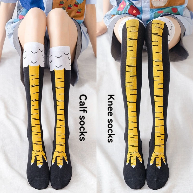 Calcetines infantiles de pierna larga con diseño de pollo
