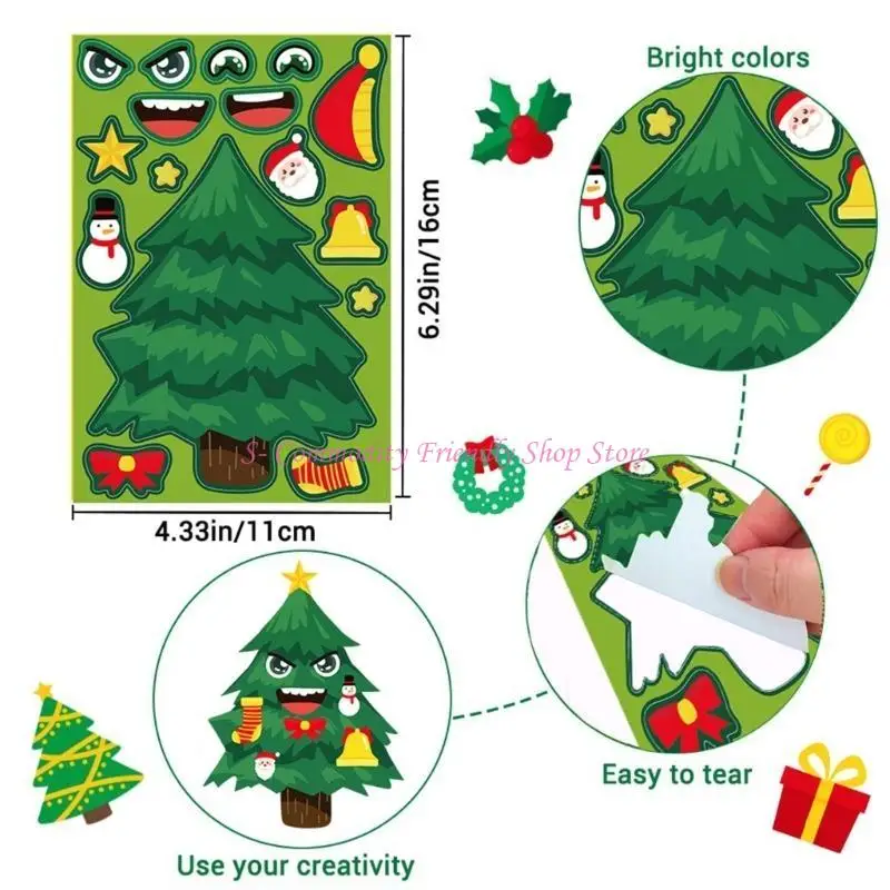 Árbol de Navidad puzle de pegatinas para manualidades infantiles - imagen 5