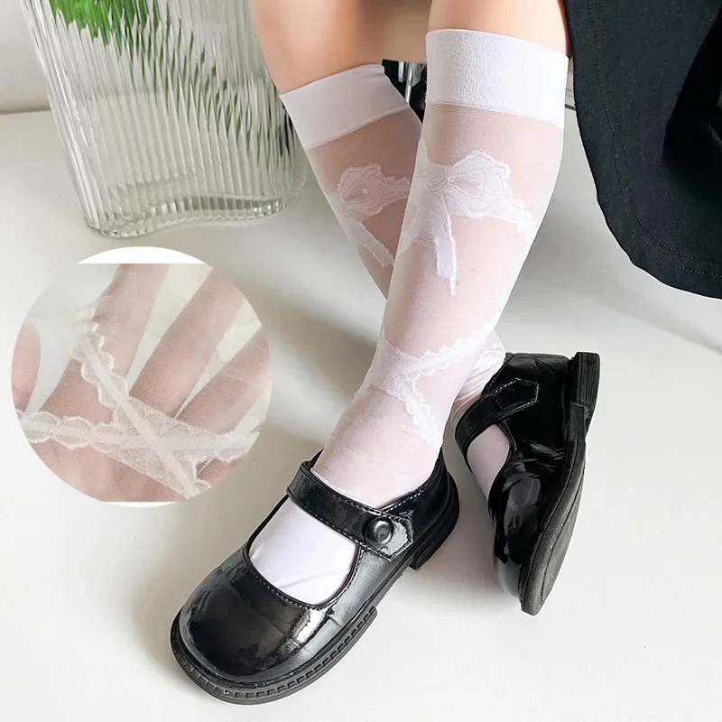 Calcetines JK con lazo de corazón para niña - Finos y transpirables de verano - imagen 2