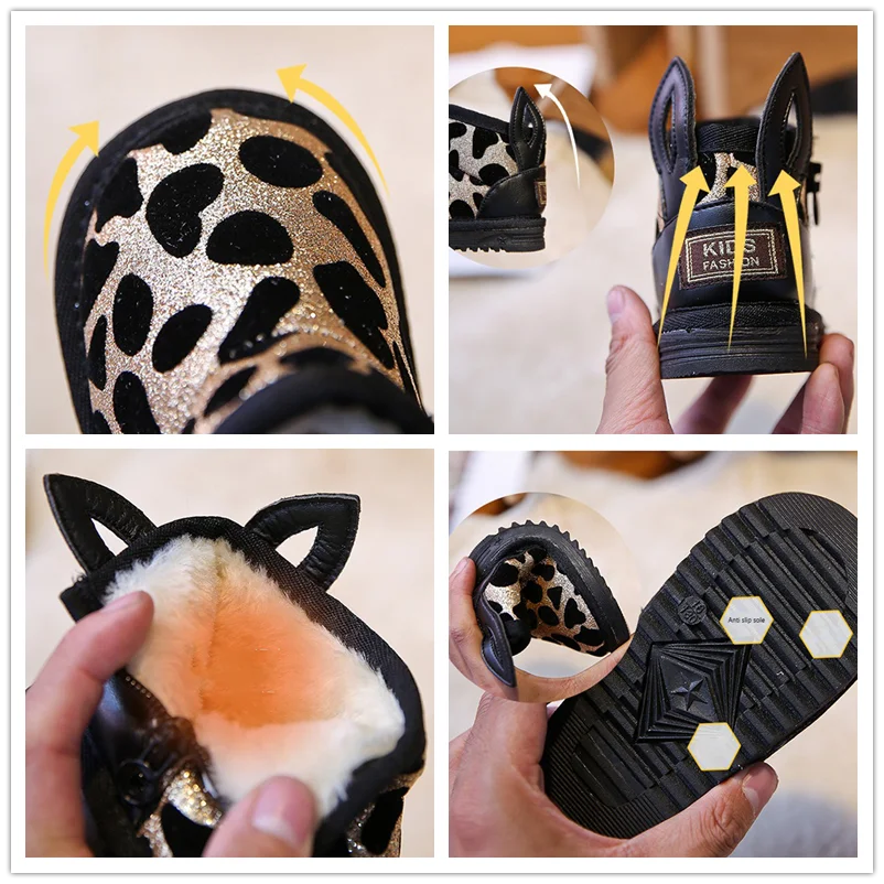 Botas de nieve para niñas con suela antideslizante y leopardo - imagen 3