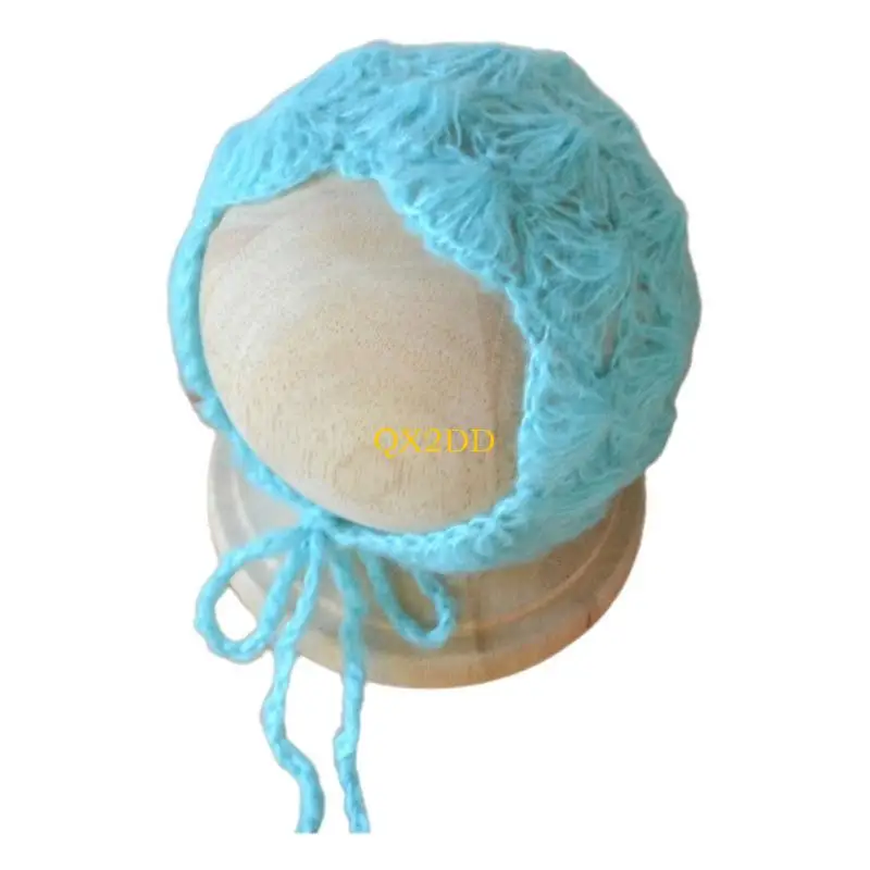 Gorro mohair tejido a mano para bebé acogedor y elástico
