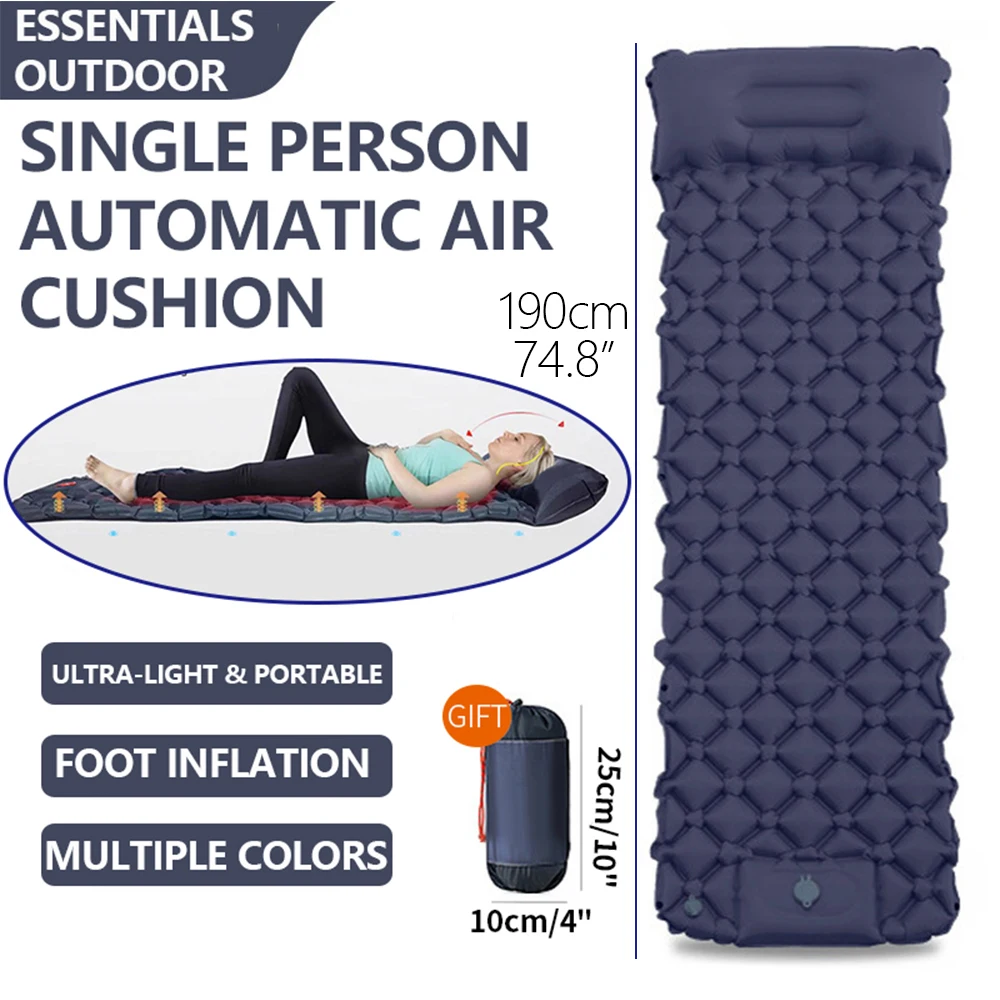 Colchón hinchable para acampada con almohada ergonómica