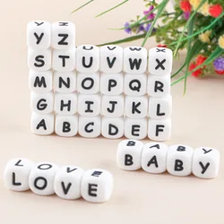 Cuentas de silicona con letras para pulsera infantil