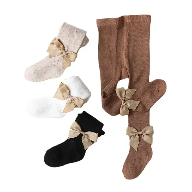 Pantimedias infantiles con lazo – Estilo retro transpirable para niños 0-4 años - imagen 4