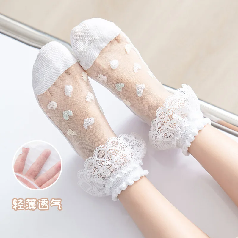 Calcetines tobilleros de algodón con encaje princesa para bebé - imagen 3