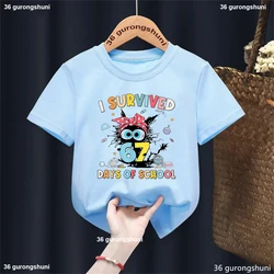 Camiseta para niñas con estampado de gato negro estilo kawaii
