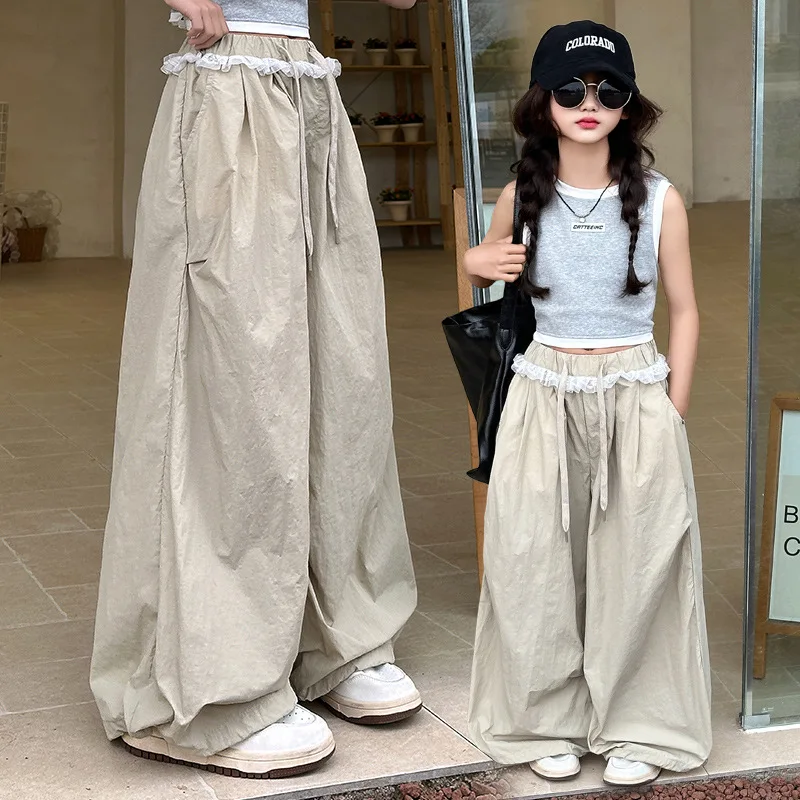 Pantalones de encaje de verano para niñas, corte recto suelto - imagen 3