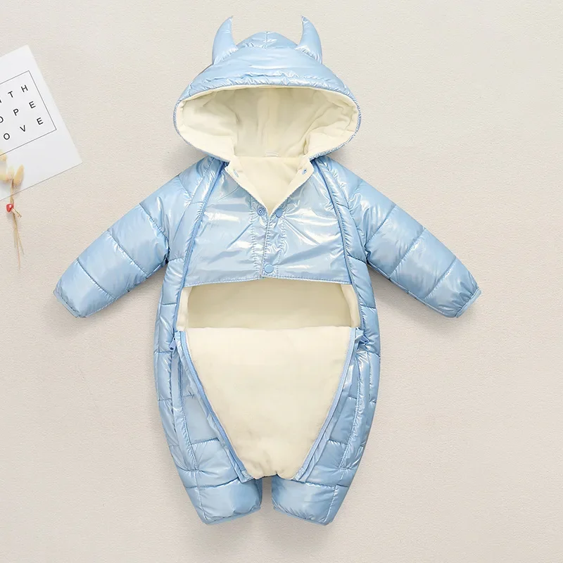 Mono de invierno con capucha cálido para bebé y niña, algodón