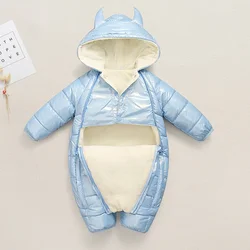 Mono de invierno con capucha cálido para bebé y niña, algodón