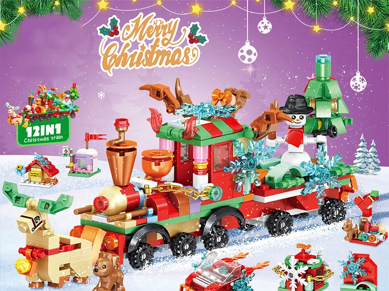 Bloques de construcción navideños estilo micro brique