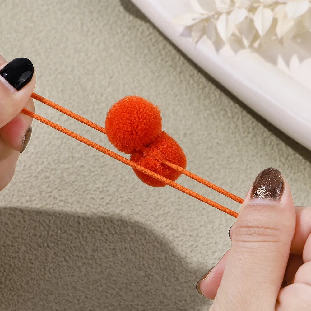 coleteros elásticos con pompon de felpa para niñas - imagen 4