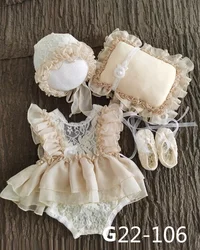 Accesorios fotografía recién nacido: sombrero y pelele de encaje