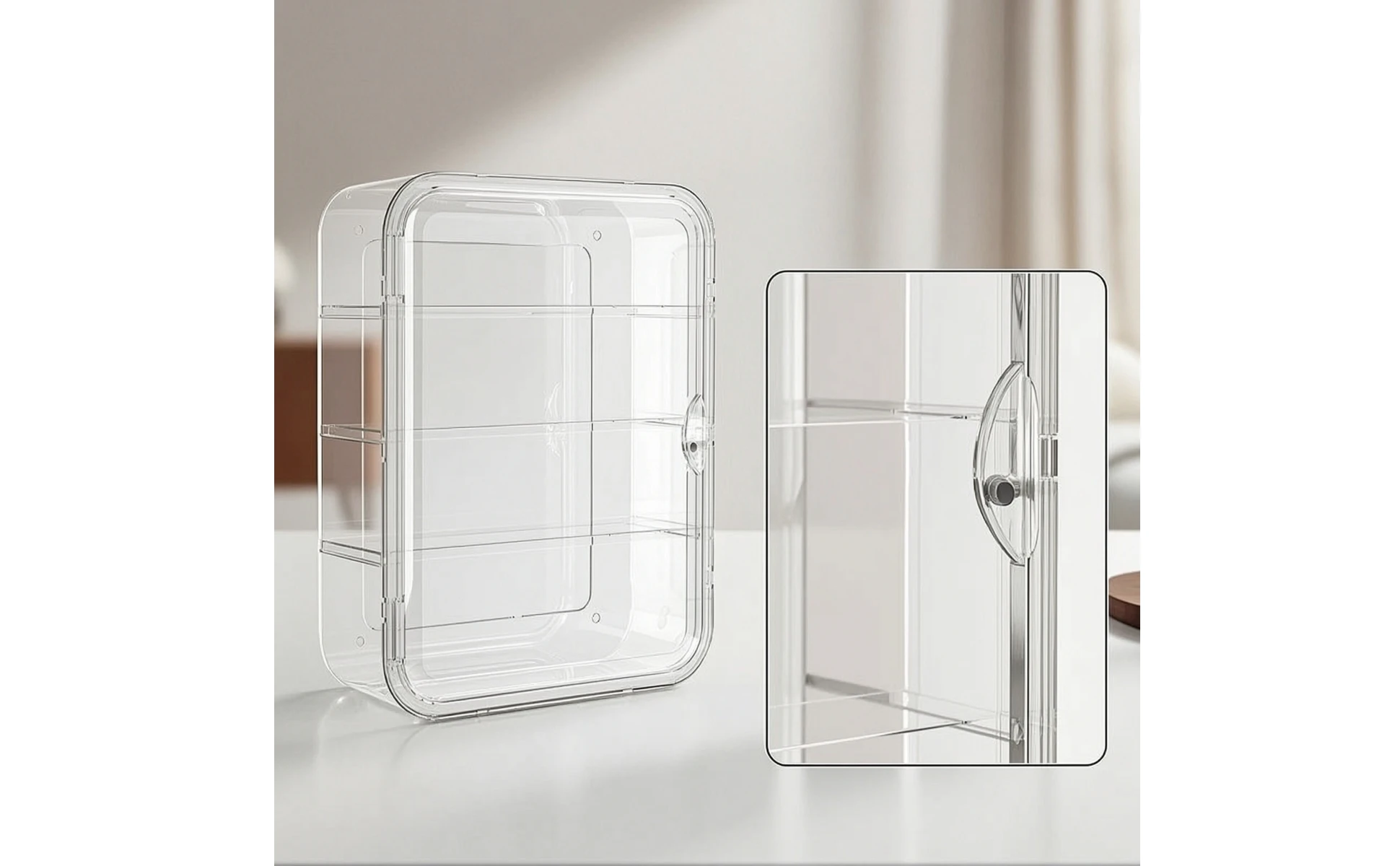 Interior con múltiples estantes para ordenar coleccionables