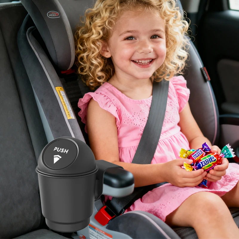 Cubo de basura para coche con tapa y almacenaje para niños - imagen 5