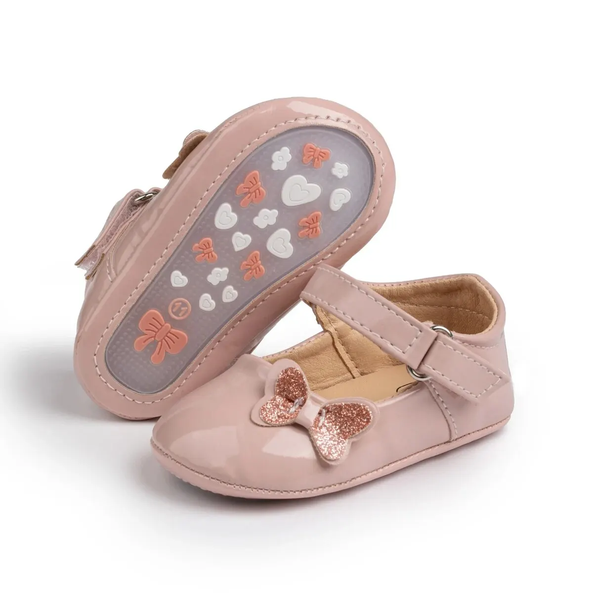 Meckior Zapatos de piel para bebé niña – Antideslizantes con lazo - imagen 4