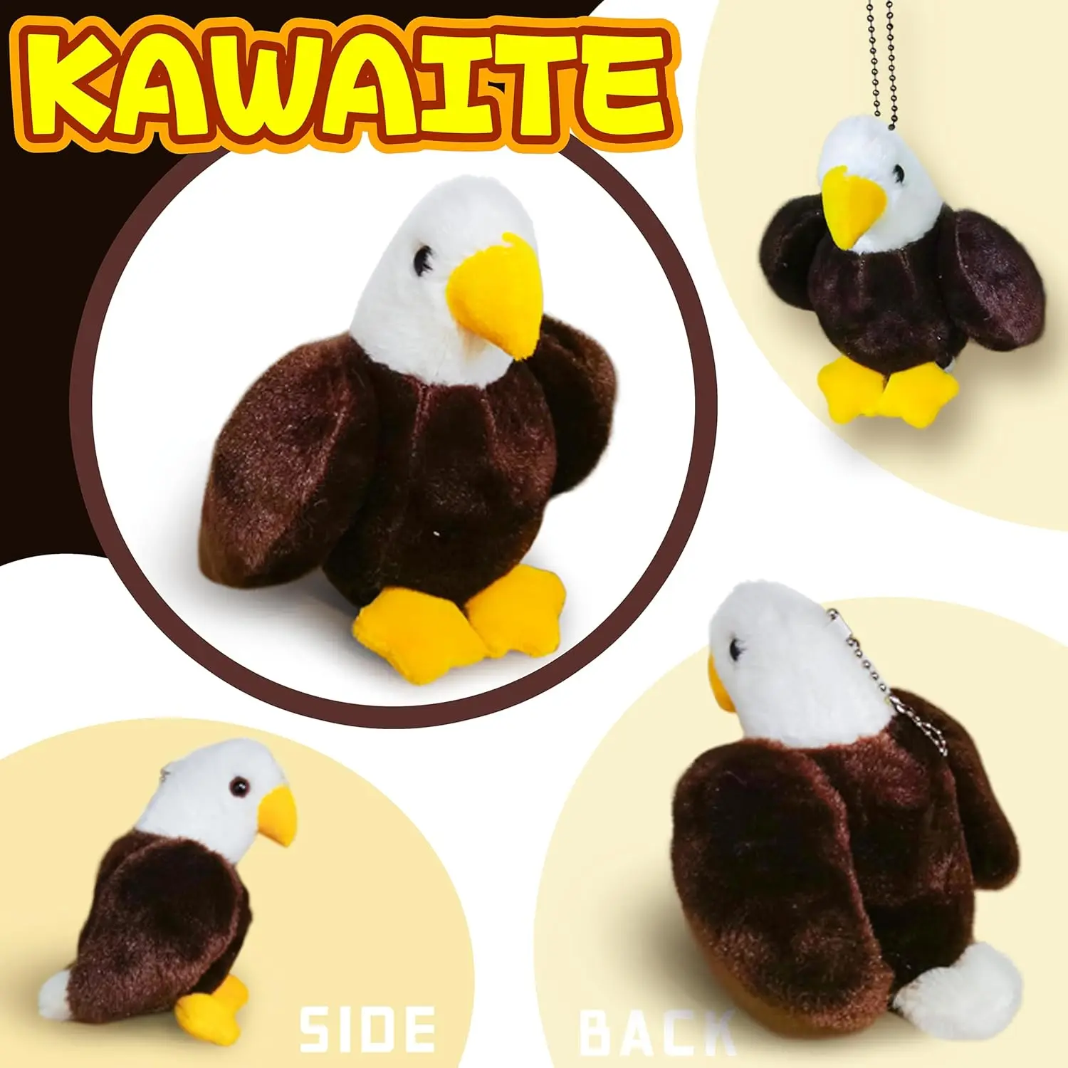 Peluche águila calva llavero para niños – Juguete educativo para regalar