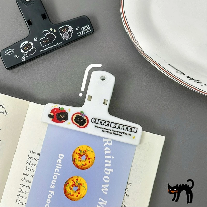 Pinza para notas gato negro de plástico estilo tierno para diario - imagen 3