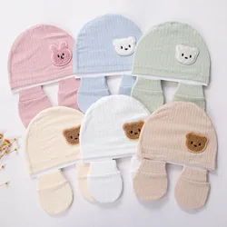 Gorro para bebé a prueba de viento en algodón con osito animado
