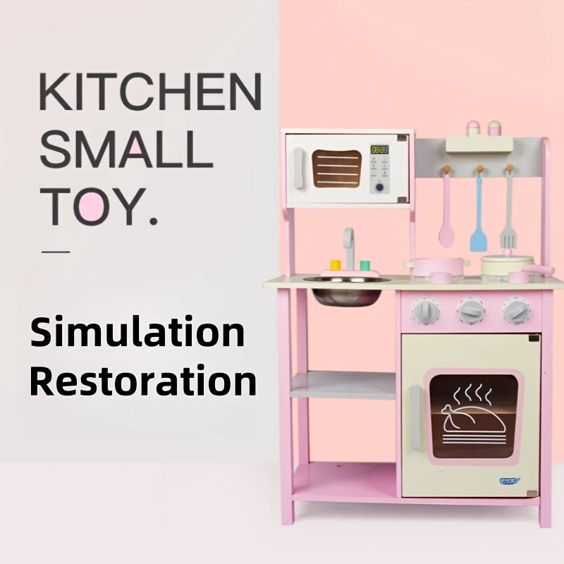 Cocina de juguete de madera Montessori con accesorios y fregadero - imagen 5