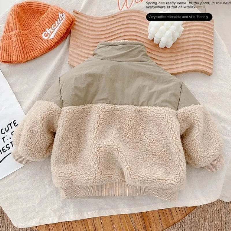 Abrigo de lana con costuras cálidas para niñas otoñales - imagen 5